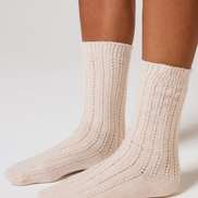 The Knit Socks in Beige — face