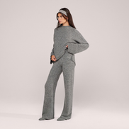 The Wide-Leg Knit Trousers — Grey — silhouette-face