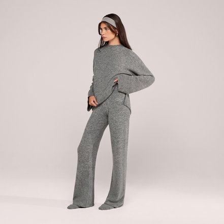 The Wide-Leg Knit Trousers — Grey — silhouette-face