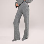 The Wide-Leg Knit Trousers — Grey — jambes-face