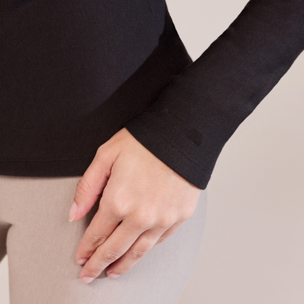 The Thermal Top in Black Coffee, cuff detail