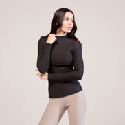 The Thermal Top in Black Coffee, three-quarter view