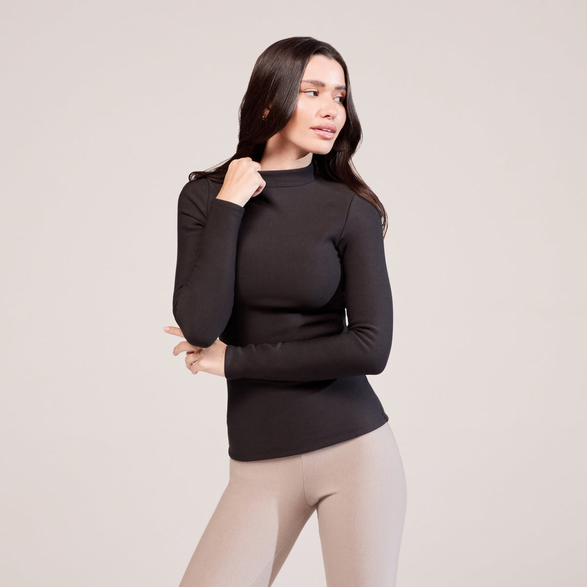 The Thermal Top in Black Coffee, three-quarter view